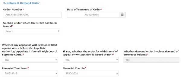 Details of Demand Order