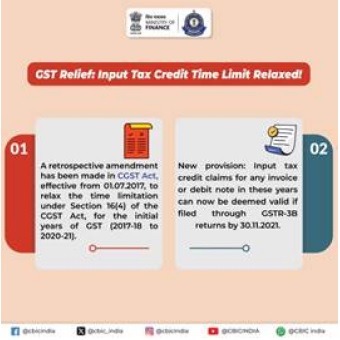 GST relief input credit time limit relaxed