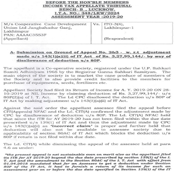 Appellant Society had filed its Return of Income