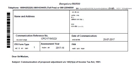 Communication of proposed adjustment under section 143(1)(a)