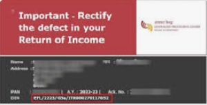 Important – Rectify the defect in your Return of Income