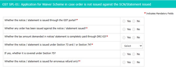 Upon selecting SPL-01 the below page appears