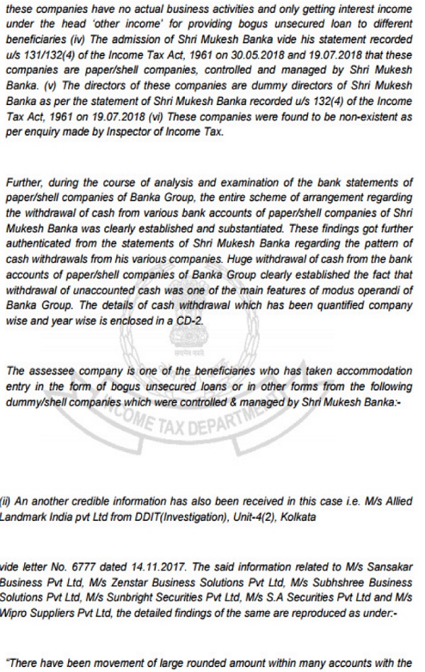 Examination of the bank statements