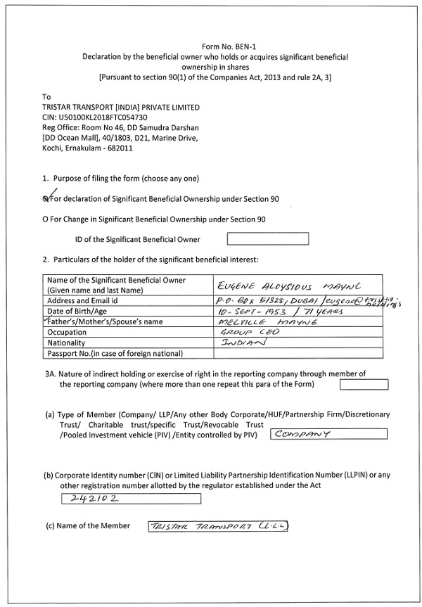 purpose of filling the form