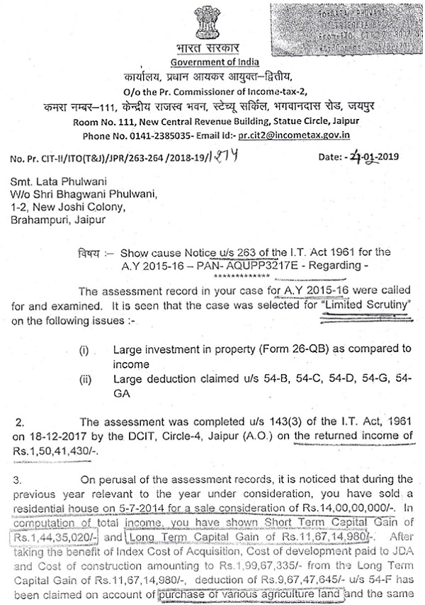 response to the notice issued under