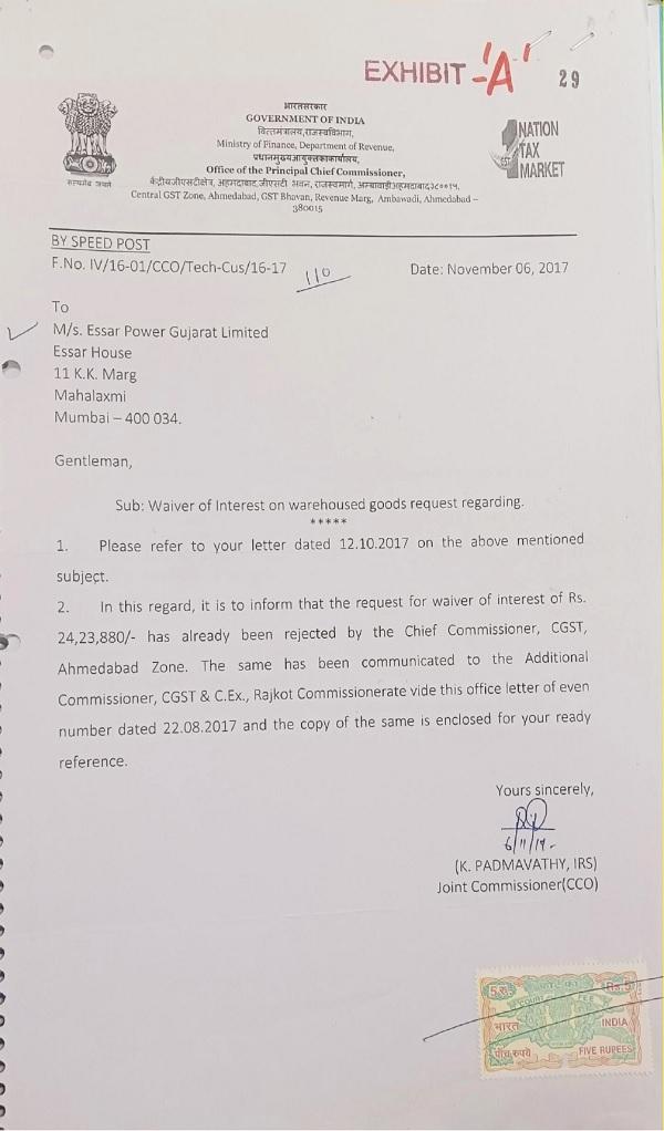 Chief Commissioner, it was responded