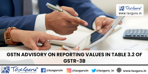 GSTN Advisory on reporting values in Table 3.2 of GSTR-3B