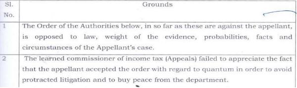 raised following grounds of appeal