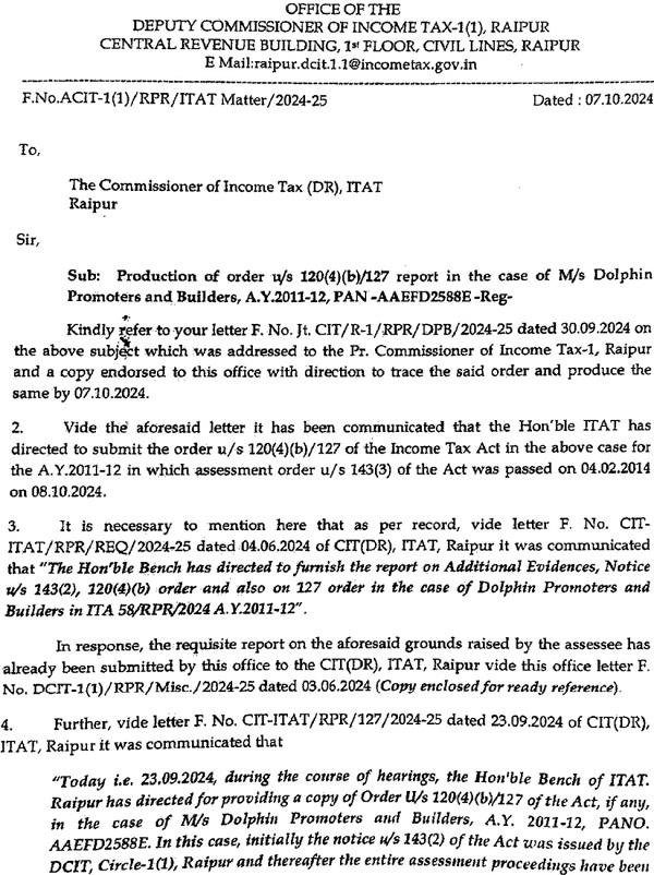 furnished before us report from concerned AO