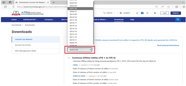 Income Tax return category