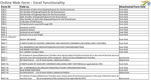 Online Web form— Excel functionality