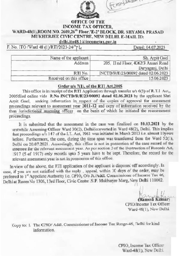 the assessee as under