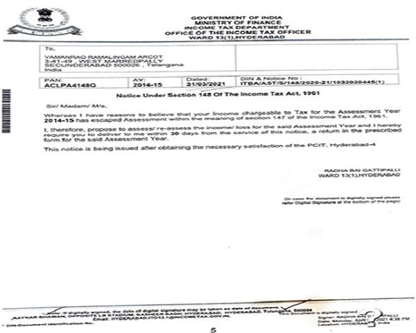 Assessing Officer has issued notice