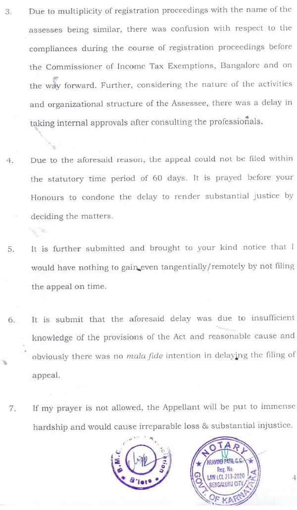 application for the condonation of delay