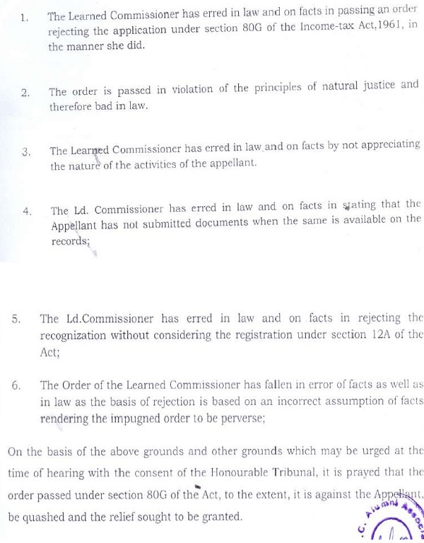 assessee has raised the following grounds
