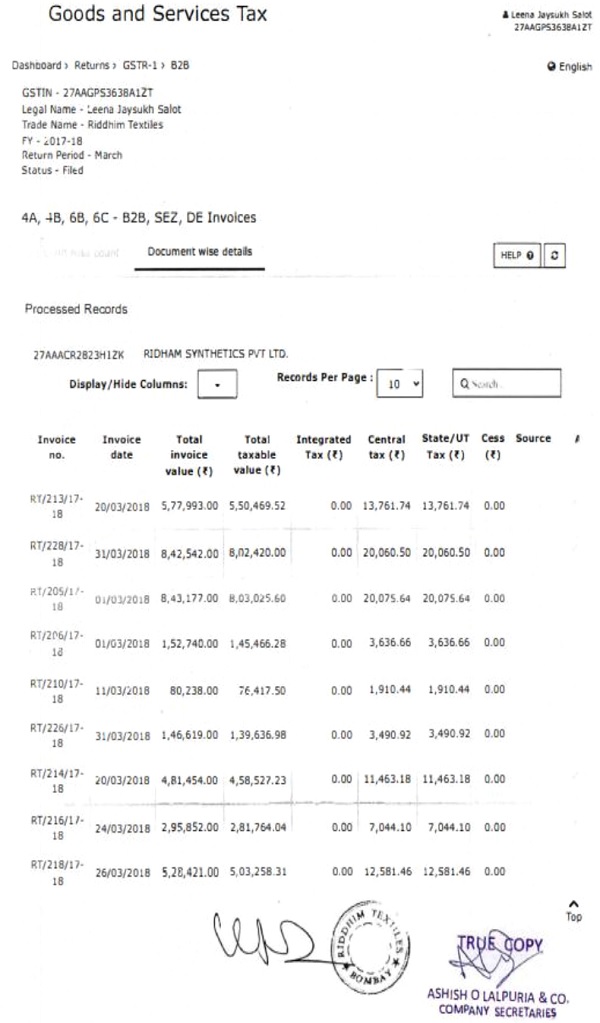 invoices has been referred to in the Impugned Order