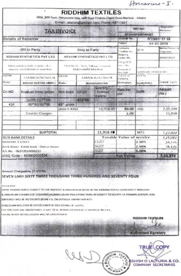 related to non delivery of goods