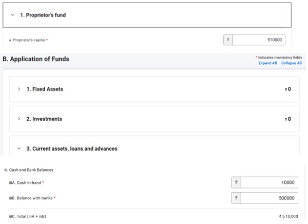 Schedule Balance Sheet