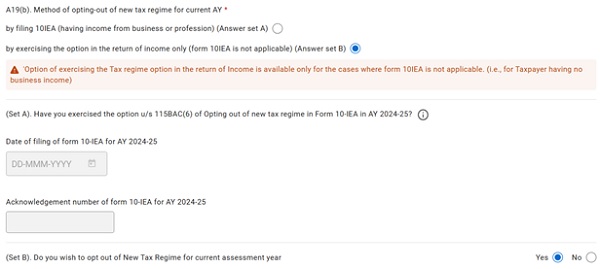 business or profession and wishes to opt for the old tax regime