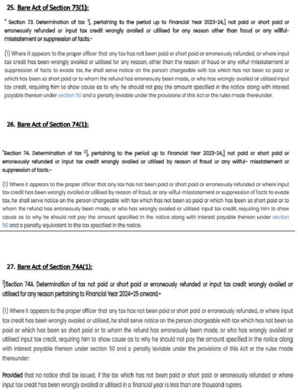 Bare Act of Sections