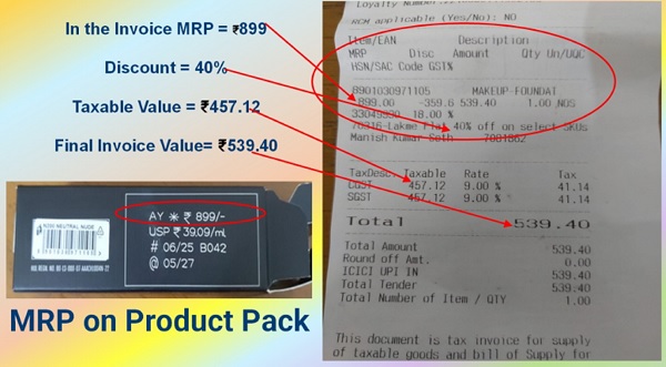 Invoice and product packaging