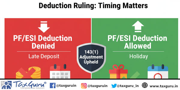 PF-ESI Deduction Denied for Late Deposit, Allowed for Holiday – 143(1) Adjustment Upheld