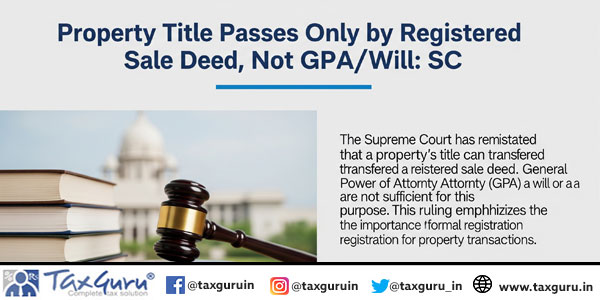 Property Title Passes Only by Registered Sale Deed, Not GPAWill SC