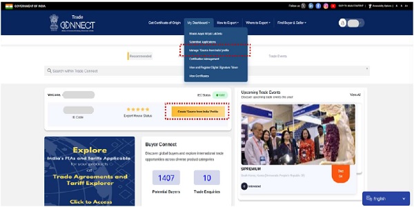 Manage Source from India Profile