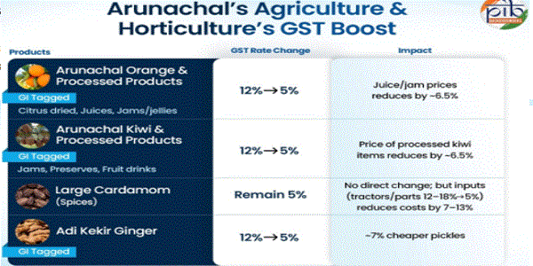 arunachal agriculture & horticulture GST boost