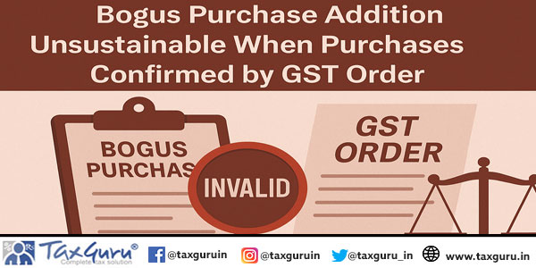Bogus Purchase Addition Unsustainable When Purchases Confirmed by GST Order