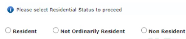 On the next screen select your residential status to proceed
