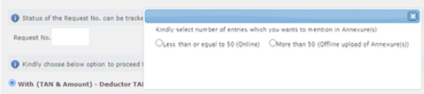 Select the number of entries for which nil or lower TDS certificate is required