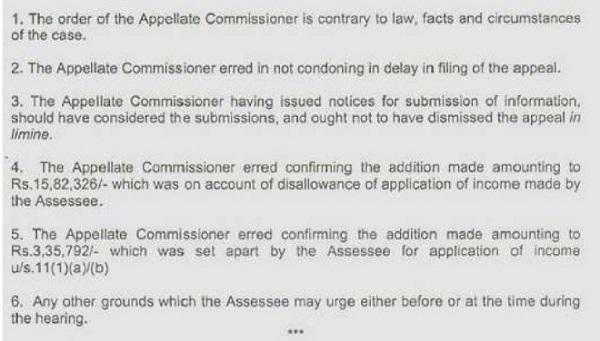 The assessee has raised the following grounds of appeal