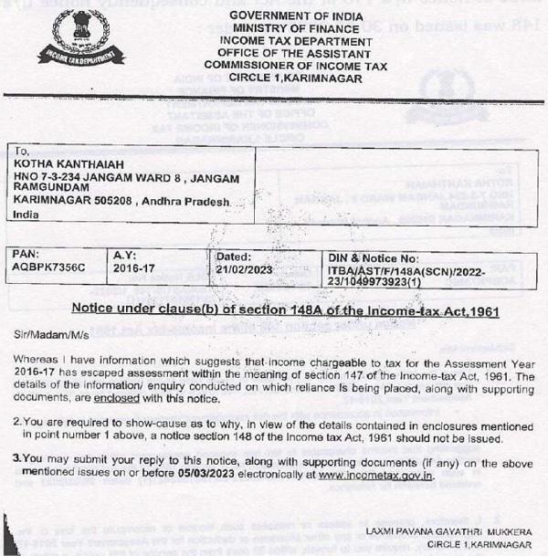 The case of the assessee, notice u-sec.148A(b) was issued on 21.02.2023 by JAO