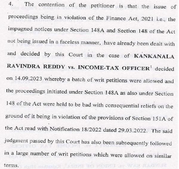 The said petition in para 4 of the said judgement