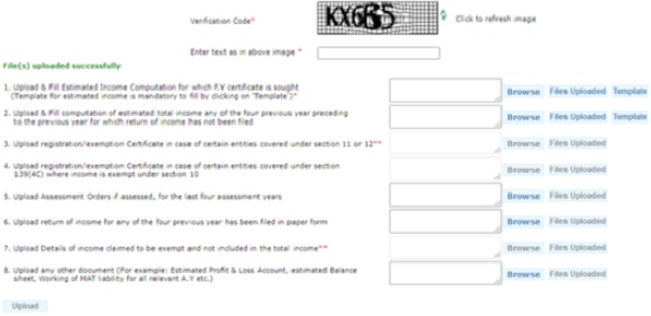 Upload the required document by clicking Browse