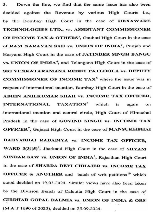 given in para 5 of the said judgement