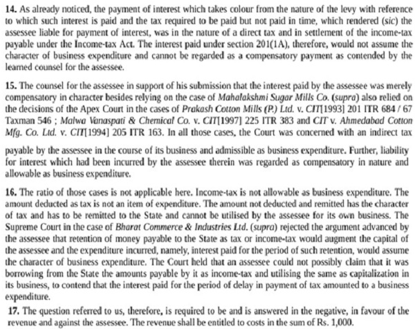 TDS cannot be treated as business expenditure