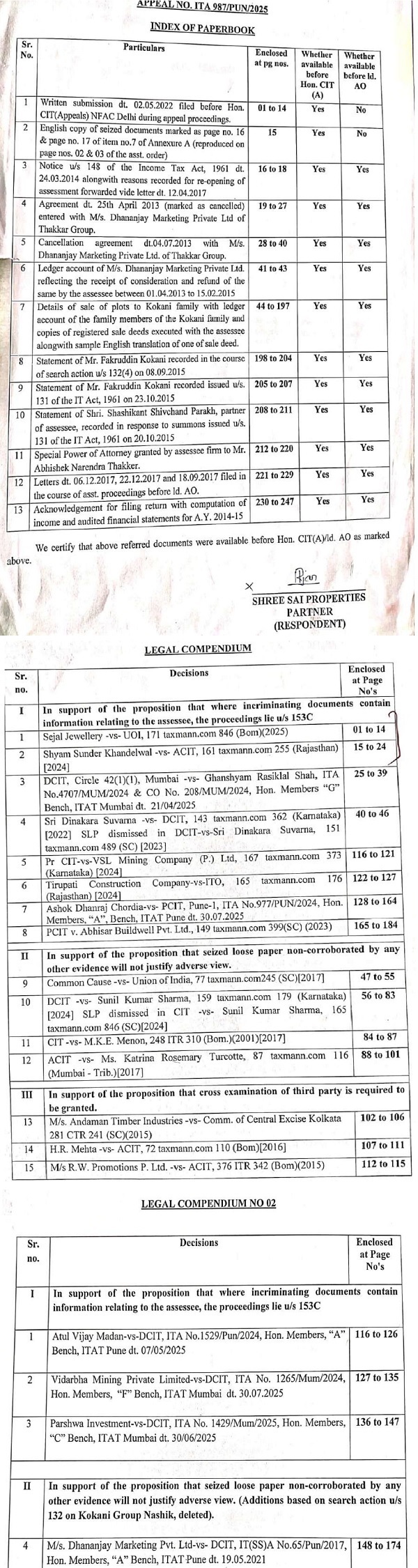 The assessee referred to the documents