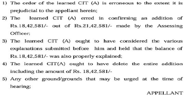 following grounds of appeal