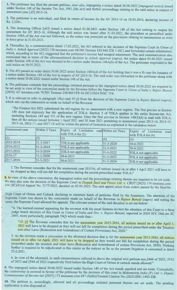 reopening notice to assessee for assessment