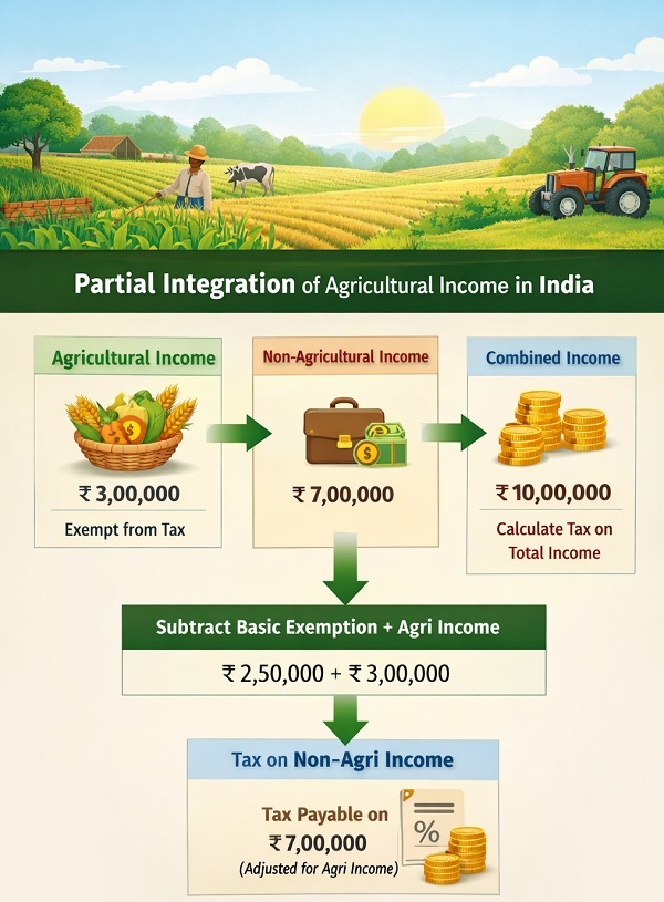 Partial integration of agricultural income in india