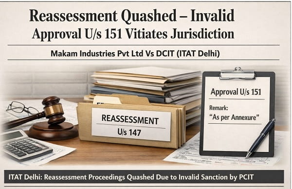 Reassessment Quashed – Invalid Approval U/s 151 Vitiates Jurisdiction