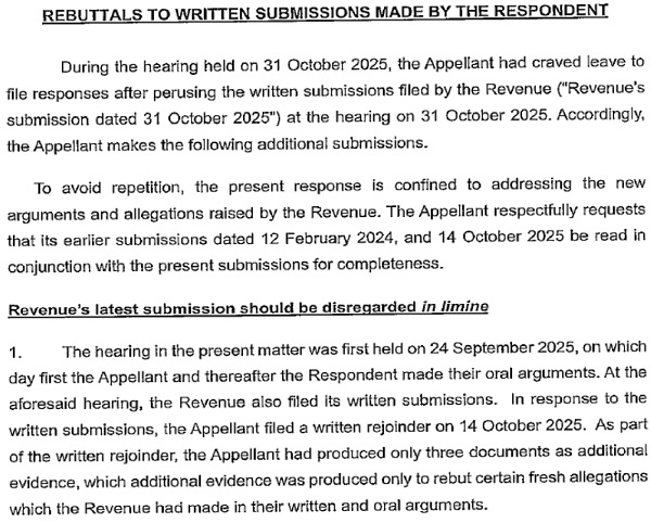Rebuttals to Written Submissions Made by the Respondent