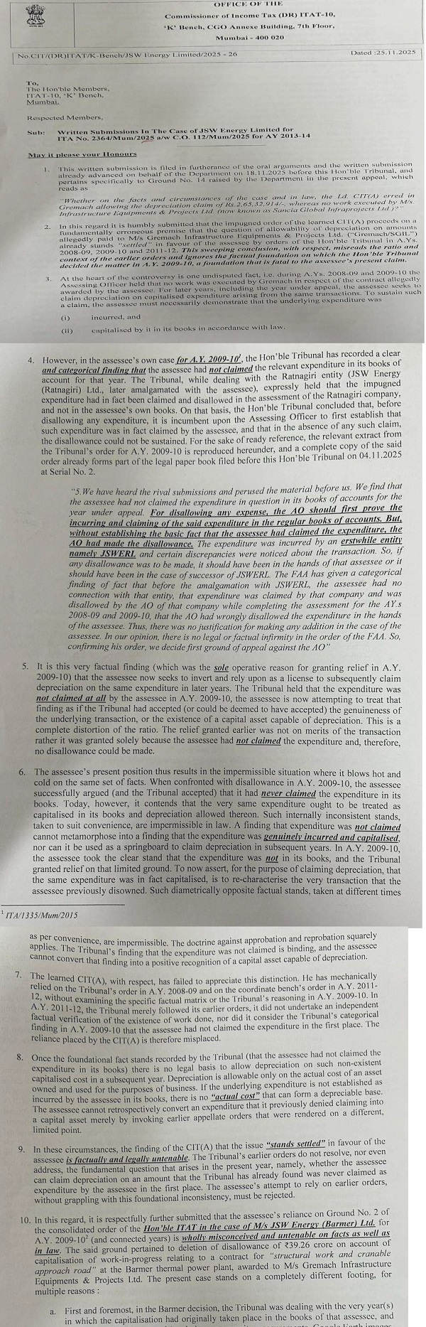 Summarising all her contentions which is scanned