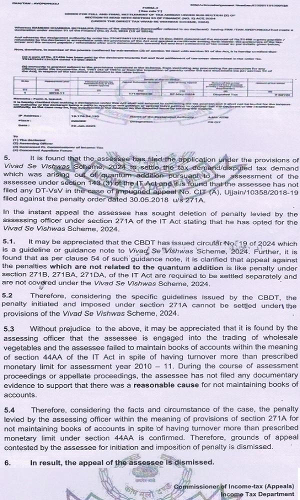disputed assessmnet order