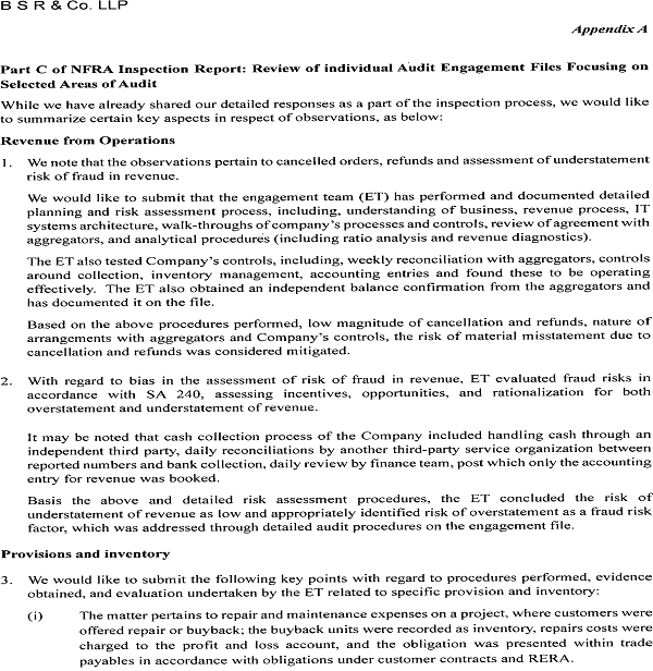 Audit Firm’s Response to the Inspection Report-2