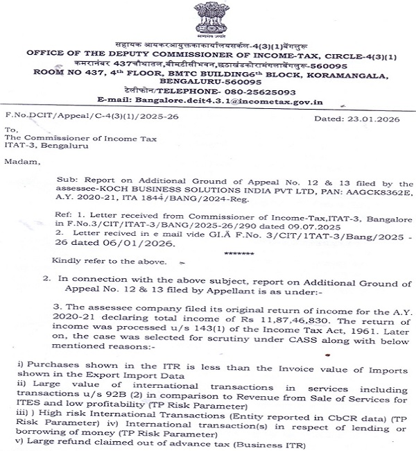 Letter received From CIT