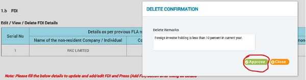 Write delete remarks and approve