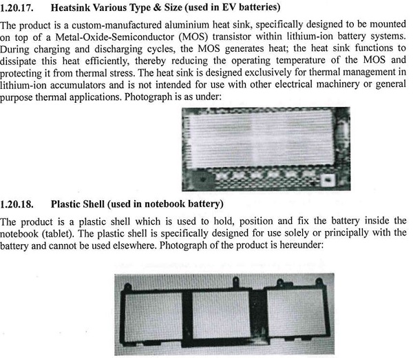 1.20.17. Heatsink Various Type & Size (used in EV batteries) - 1.20.18. Plastic Shell (used in notebook battery)